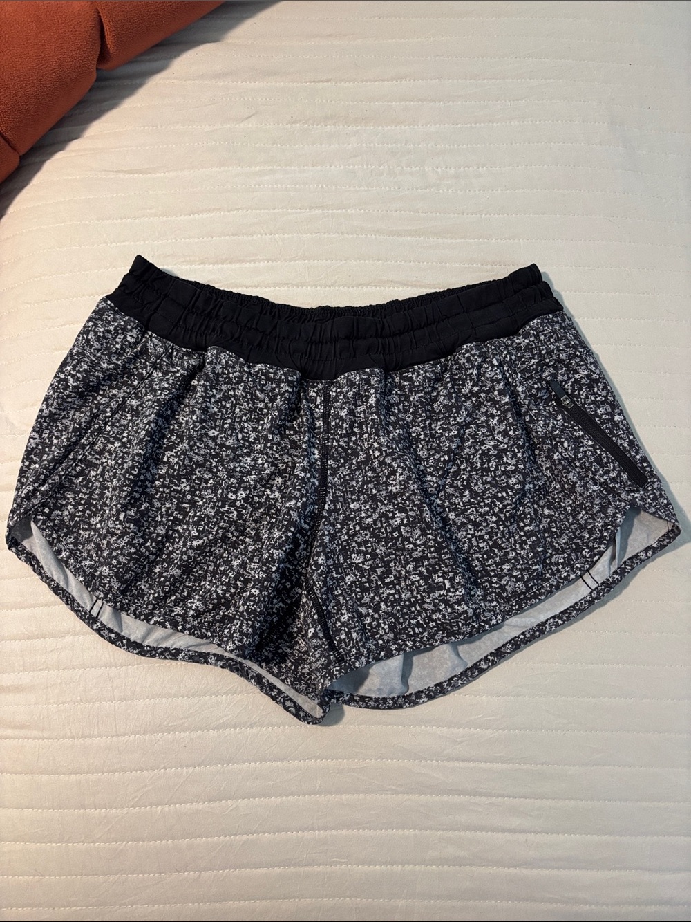 lululemon athletica Black and White Micro Floral Running Shorts
